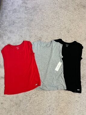 Calvin Klein Women’s Short Sleeve Tees - Red, Gray, Black Bundle